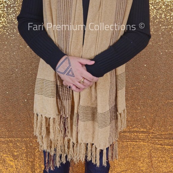 Soft Warm Wool Shawl Border Design Washable Pakistani Kashmiri Wrap Scarf Unisex - Picture 3 of 16